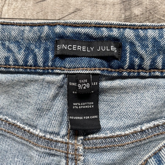 Sincerely Jules High Rise Acid Wash Distressed Denim Shorts 90s y2k retro 29 9 - Picture 7 of 12